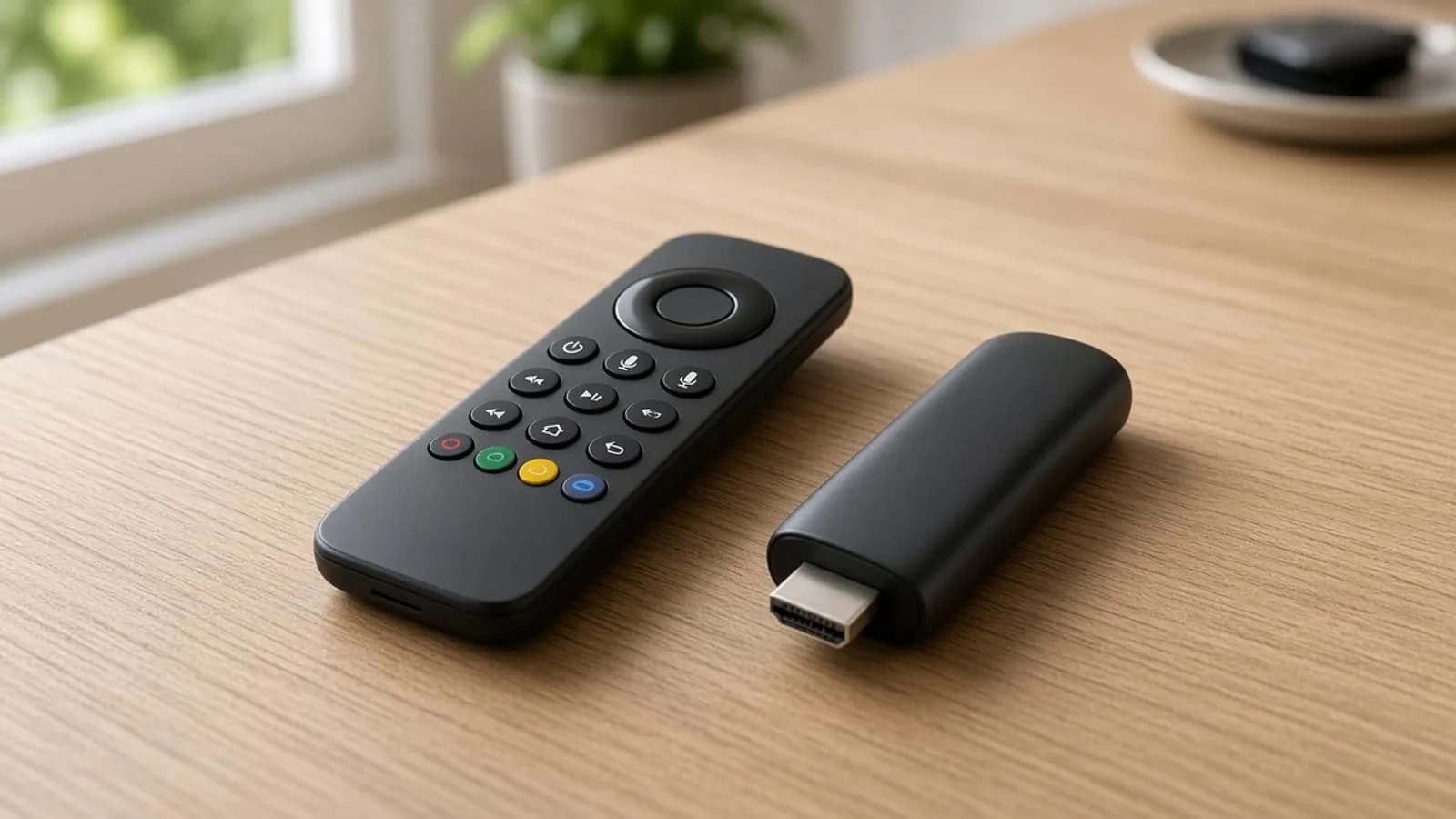 Streaming-Stick und Fernbedienung auf dem Tisch