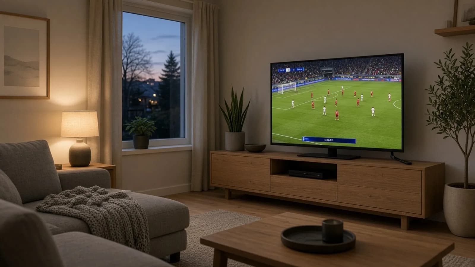 Wohnzimmer mit Live-Sport am Fernseher — best tv stick Ergebnis